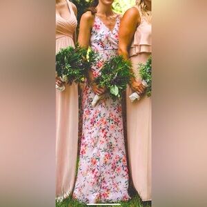 Lulus maxi fully lined, sheer floral dress